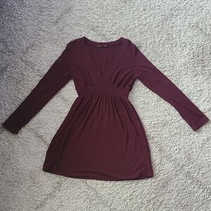 Forever Deep Wine Long Sleeve Sweater Dress | Empire Waist | V-Neck | Nosizetag